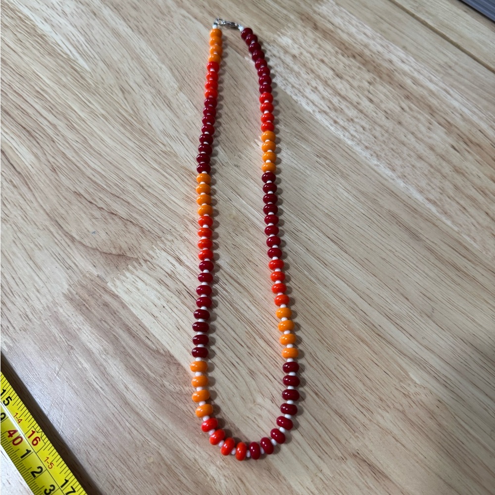 Candy Gemstone Elegant Red and Orange Beaded Necklace